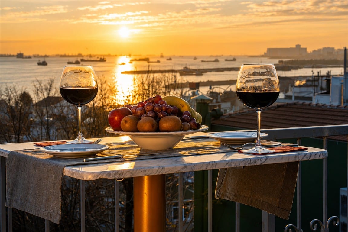 Dinner at sunset on the Ayasofya Hotel terrace