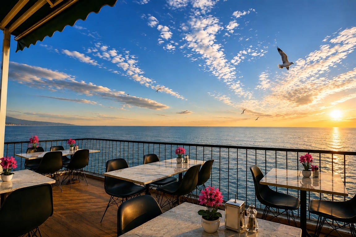 Terastan gün batımı manzarası — Ayasofya Hotel