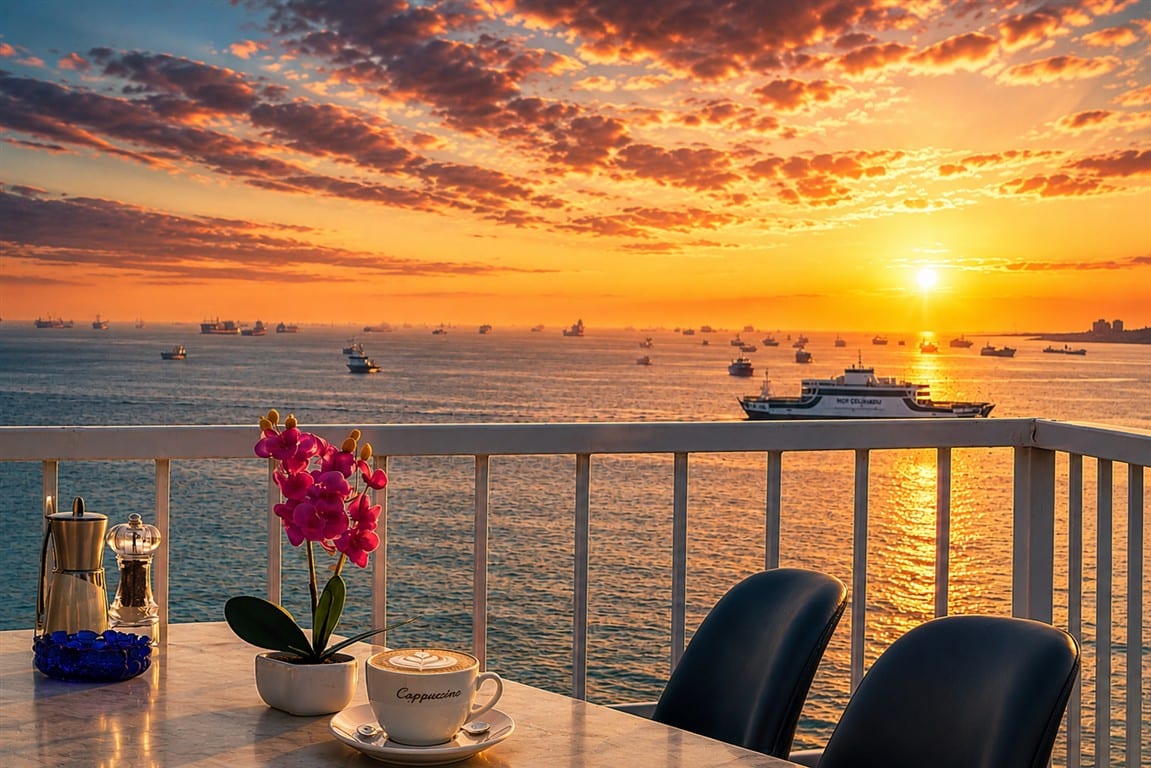 Coffee on the terrace at sunrise — Ayasofya Hotel Sultanahmet